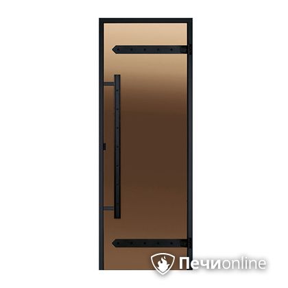 Дверь для бани Harvia Стеклянная дверь для сауны LEGEND 7/19 черная коробка сосна бронза  D71901МL в Асбесте