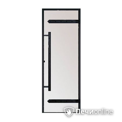 Дверь для бани Harvia Стеклянная дверь для сауны LEGEND 7/19 черная коробка сосна сатин D71905МL в Асбесте